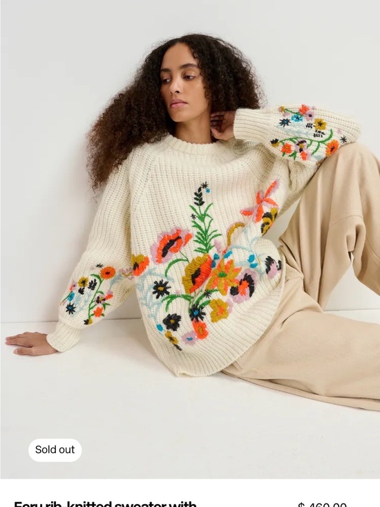 Essentiel Antwerp Sweaters - Essentiel Antwerp “Glossy” Oversized Floral Embroidered Knit Sweater NWT